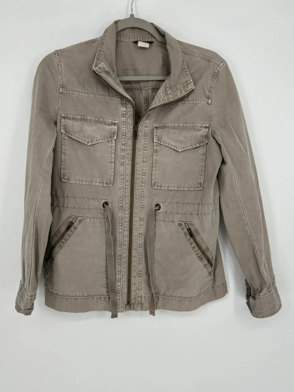 J.Crew Utility Field Chore Jacket XS Taupe Khaki Cotton Military Safari Y2K Farm
